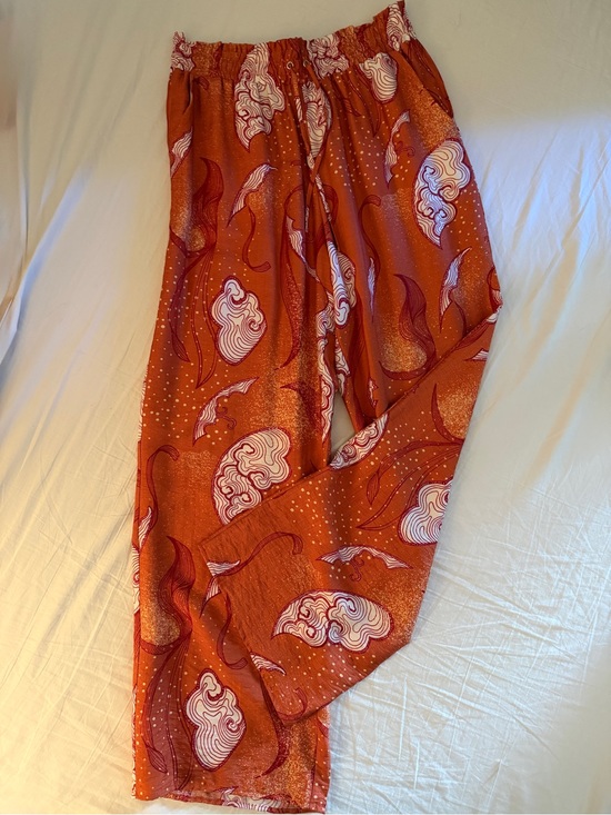 RACHEL Rachel Roy Pants - RACHEL Rachel Roy Burnt Orange & White Abstract Wide Leg Pants